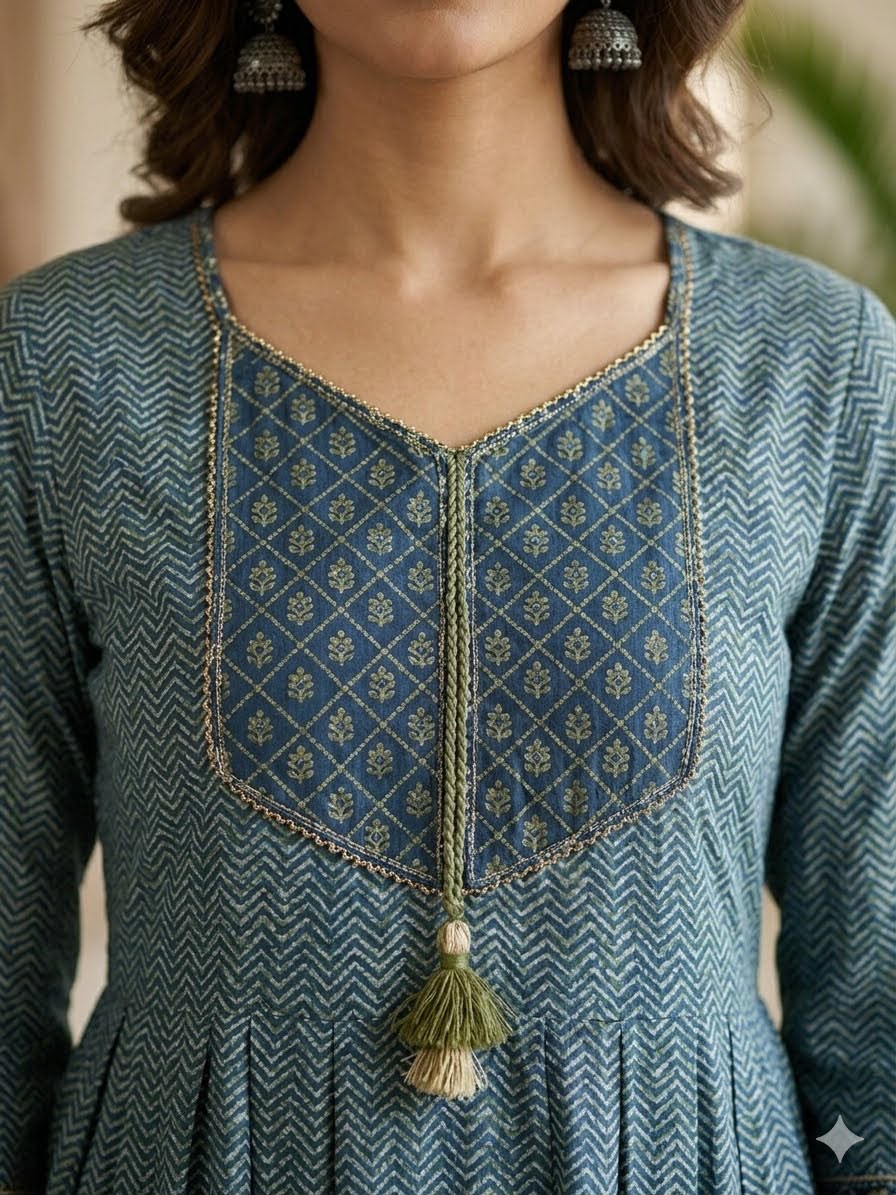 Handcrafted ethnic suit with intricate embroidery